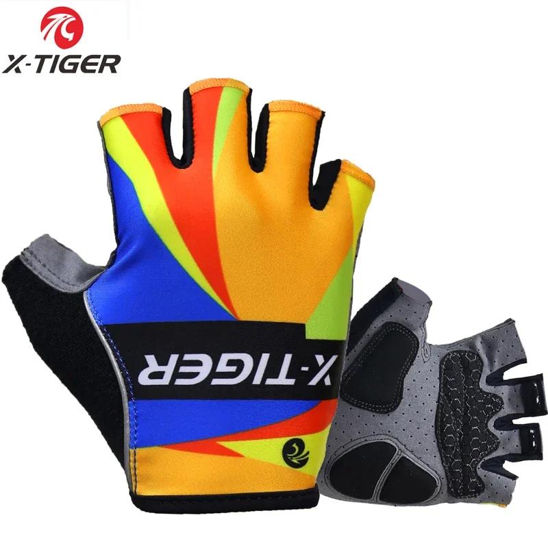 X-TIGER luvas de ciclismo meio dedo pro luvas de corrida 3d almofada de gel homem mulher respirável antiderrapante luvas esportivas mtb bicicleta mitten - Image 1