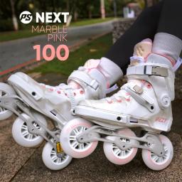 Próximos patins originais powerslide mármore rosa trinity quadro patins inline 3*100mm corrida de rua patins patinação livre patines - Image 2