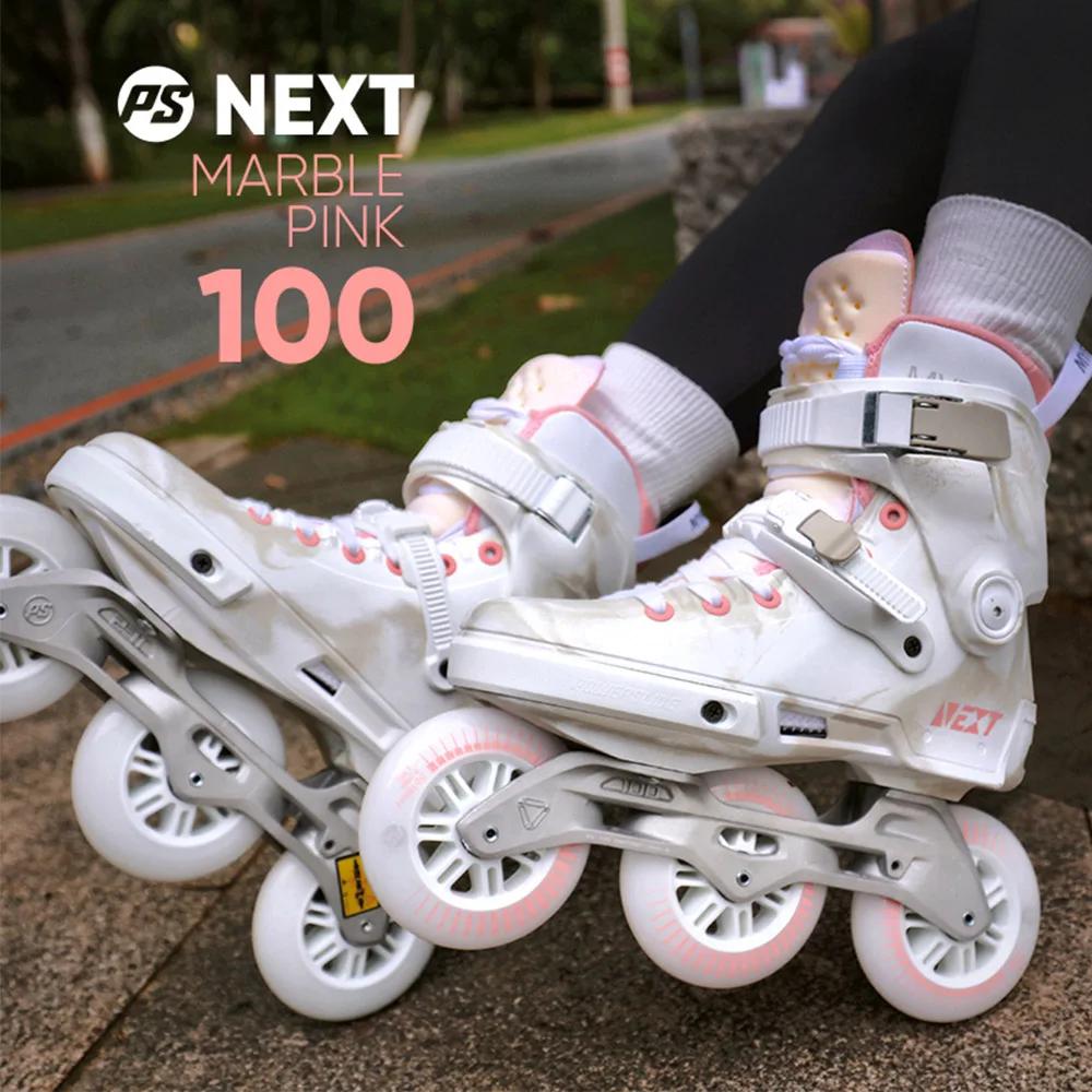 Próximos patins originais powerslide mármore rosa trinity quadro patins inline 3*100mm corrida de rua patins patinação livre patines - Image 1