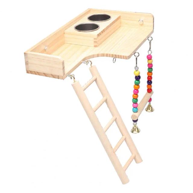 Brinquedo Colorido de Madeira para Pássaros e Hamsters: Escada Multiuso para Alimentação e Escalada