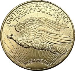 Estados Unidos Liberty 1933 Moedas Copiar Ouro, 20 Dólares, Saint Gaudens, Double Eagle, Motor in God, Estados Unidos - Image 2