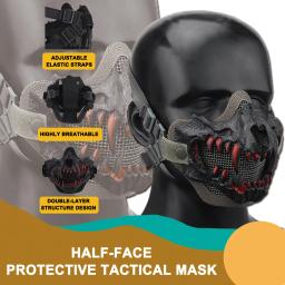 Airsoft máscara tática, respirável aço malha máscara protetora para paintball, meia face, equipamentos de segurança ciclismo ao ar livre - Image 1