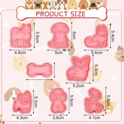 Cortadores De Biscoito De Cão Com Conjunto De Pistão, 3D Puppy Osso Forma Biscuit Mold, Desenhos Animados Em Relevo Cookie Stamps, Ferramentas De Cozimento Do Bolo DIY, 8Pcs - Image 2