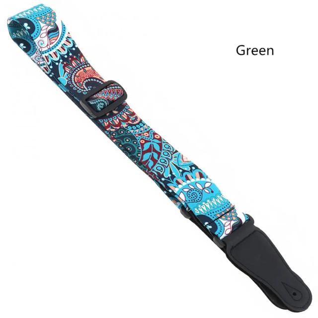 Correia de guitarra ajustável com padrão floral - Acessório ideal para violão, guitarra elétrica e baixo