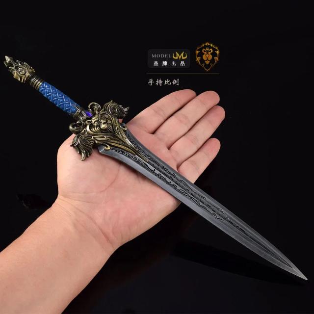 Modelo de Espada Frostmourne Llane Wrynn 30cm - Ornamento Metálico Colecionável para Meninos