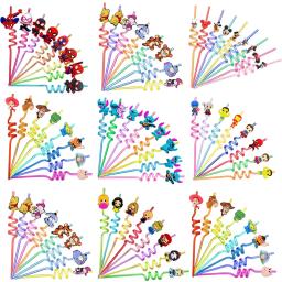 Canudos reutilizáveis para festa de aniversário, suprimentos Lilo e Stitch, Winnie Mickey Mouse, Toy Story, Princesa, Homem-Aranha, 6 pcs, 12pcs - Image 1