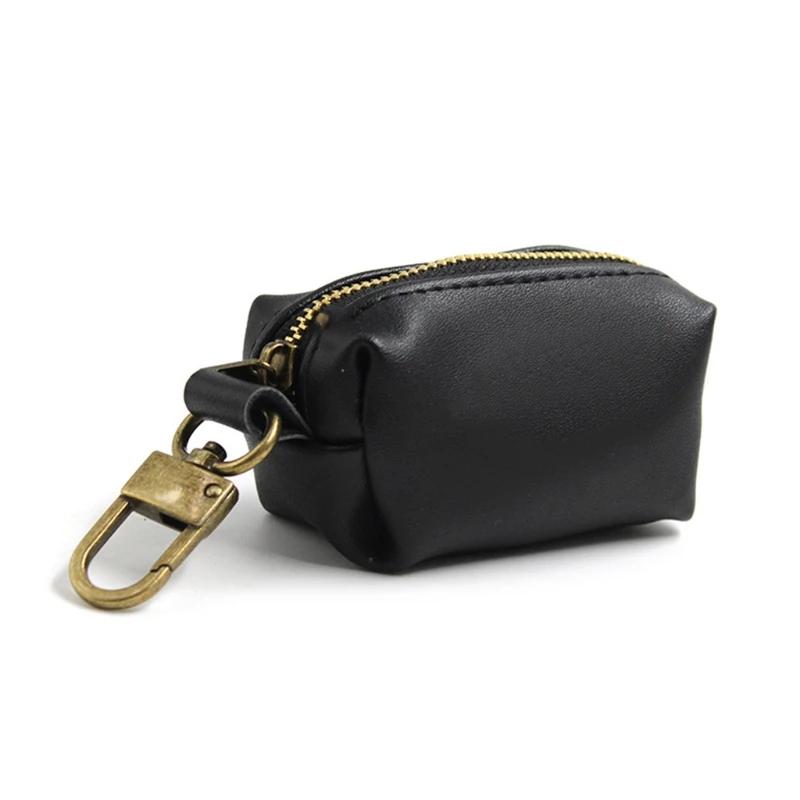 Dispensador saco cocô cachorro portátil ar livre PU bolsa para animais estimação pegar sacos cocô titular - Image 1