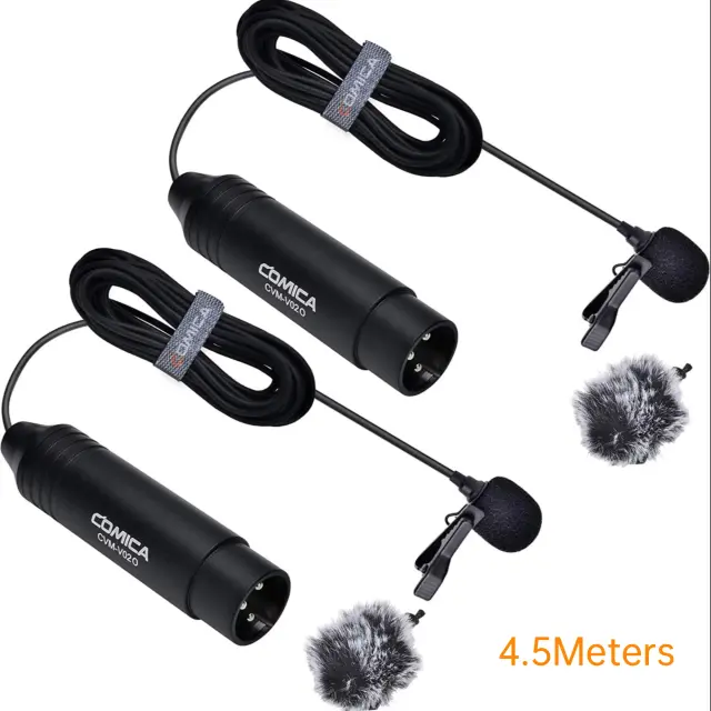 Microfone de Lapela Comica CVM-V02 Omnidirecional XLR para Câmeras e Gravadores Profesisonais Canon, Sony, Panasonic e Tascam