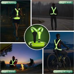 Colete reflexivo brilhante LED, Correias reflexivas, Colete salva-vidas, Luzes de advertência, Corrida noturna, Ciclismo - Image 6