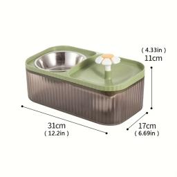 Fonte de água automática do gato com bacia do alimento do aço inoxidável, alimentador elevado do alimento do gato e da água para gatos internos, 1PC - Image 2