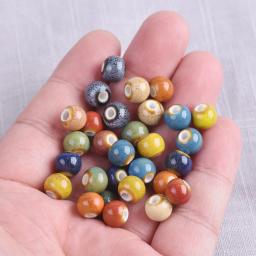 30 pçs round 8mm fantasia esmalte cerâmica porcelana solta espaçador contas lote para fazer jóias diy - Image 3