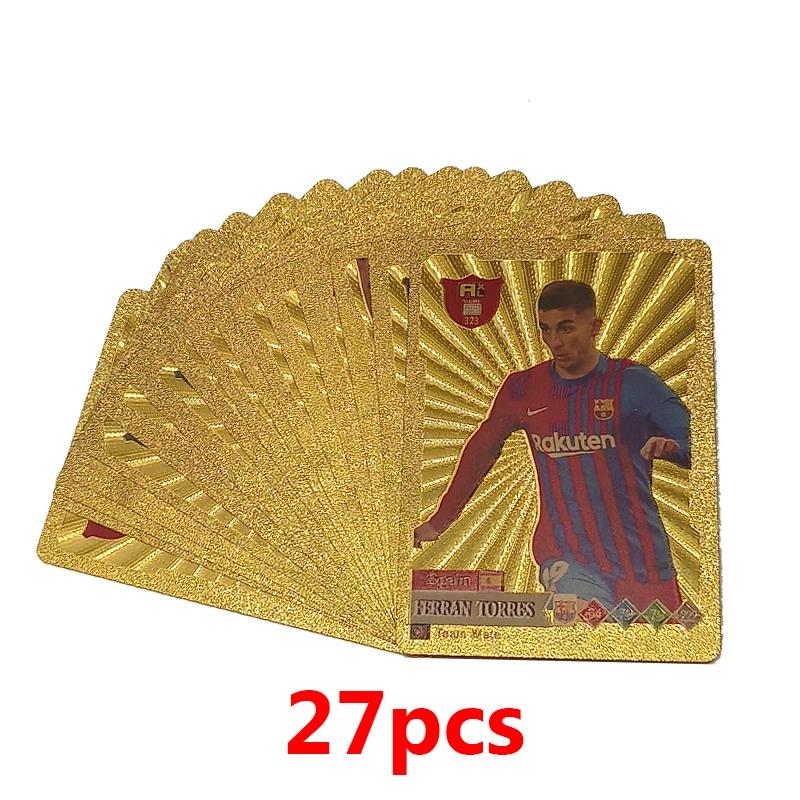 Edição limitada Gold World Football Stars Cartões, Material plástico, Brinquedos do jogador de futebol, Pacote de presentes para fãs infantis, 27 Pcs, 55 Pcs - Image 1
