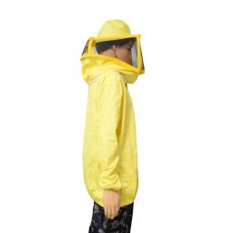 100% algodão amarelo apicultura jaqueta com esgrima véu abelha jaqueta com véu quadrado apicultor terno - Image 4