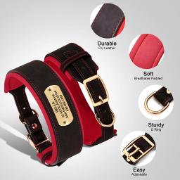 Colar de cachorro gravado personalizado, couro largo, coleiras acolchoadas macias grandes, gravação livre, cães médios e grandes - Image 4