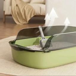 Totalmente Fechado Cat Litter Box, Espessamento Kitty Sandbox, Lado Alto, Splashproof Pet Bedpans com Litter Scoop, Limpeza Cat Supplies - Image 3