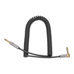 Cabo de áudio para instrumento musical encaracolado, reto ao ângulo reto, banhado a ouro, plugues TS, jaqueta de PU para baixo de guitarra, 1/4 pol - Image 5