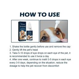 Pet colírio para cães e gatos, remove marcas de lágrima, alivia a coceira ocular, limpeza suave, Pet Supplies, 10ml - Image 4