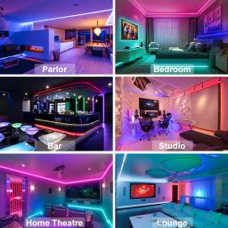 Luzes LED Strip para decoração do quarto, RGB, USB, Bluetooth, lâmpada flexível, fita, fita, TV, luz de fundo, Natal, 5050 - Image 6