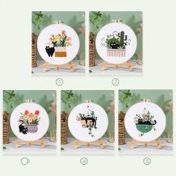 Cross Stitch Embroidery Starter Kit, Kit DIY com aros, Perfeito para amantes de gatos, Design bonito do gato - Image 5