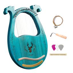 C Key 16 cordas de madeira Lira Harpa, Ressonância Box, Instrumento de Cordas com Chave de Ajuste, Conjunto Extra de Cordas Parte, Picks Adesivo, 3Pcs - Image 1