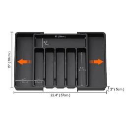 Black Ware Organizador para Festa, Utensílio Ajustável Bandeja para Gavetas, Suporte de Talheres Expansível, Gaveta de Cozinha - Image 6