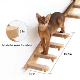 Prateleiras De Gato Montadas Na Parede, Arranhador Para Gato, Plataforma De Salto, Rede, Escada De Corda, Móveis De Madeira, 1Pc - Image 2