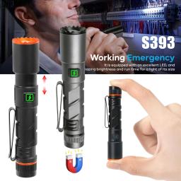 Lanterna LED com Pen Clip, Bateria de Lítio 10440, Zoom Retrátil, Lanterna Magnética, Carregamento Tipo-C, Outdoor Adventure, Novo - Image 1