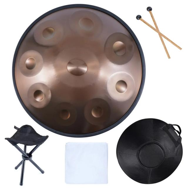 Handpan Drum Profissional em Dó Ré Menor, Instrumento de Percussão em Vários Tamanhos, Afinado a 432Hz