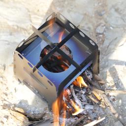 Lixada-Lightweight Folding Titanium Camping Fogão, Fogão a lenha portátil, Fogão de bolso ao ar livre para cozinhar mochila - Image 6