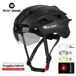 Bicicleta OCIDENTAL-Capacete de ciclismo com óculos de proteção para homens e mulheres, ajustável, lente viseira solar, MTB, bicicleta de estrada - Image 1