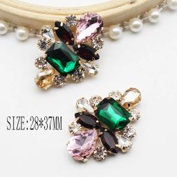 Strass brilhante metal vidro diy artesanal metal acessórios de decoração do casamento 2 peças 28*37mm - Image 2