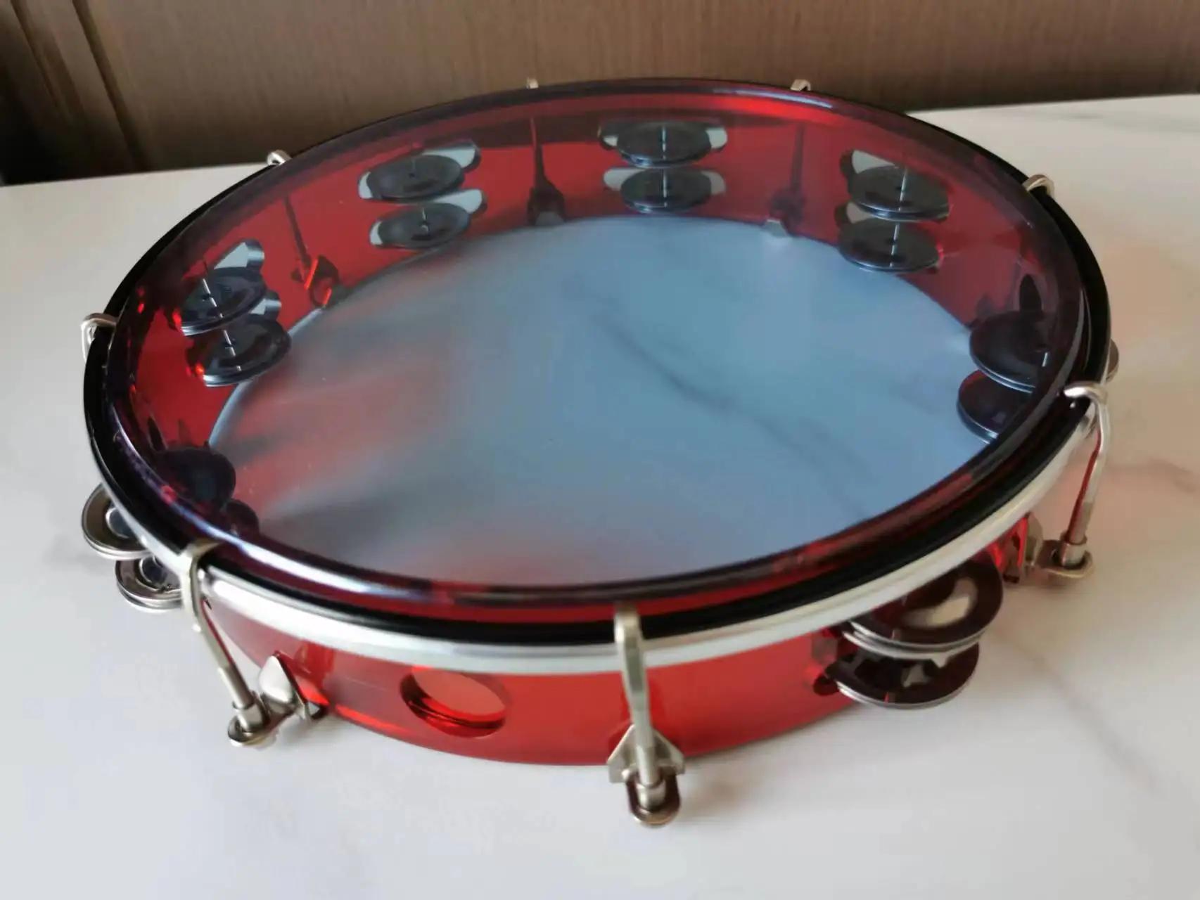 Pandeiro colorido para desempenho de palco, instrumento de percussão profissional, mão batendo palmas tambor, 10 polegadas, 1pc - Image 1