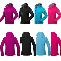 TRVLWEGO-Casaco térmico à prova de vento com capuz para mulheres, jaqueta Softshell, viagens, esportes ao ar livre, casaco Trekking, caminhadas, corrida, camping - Image 2