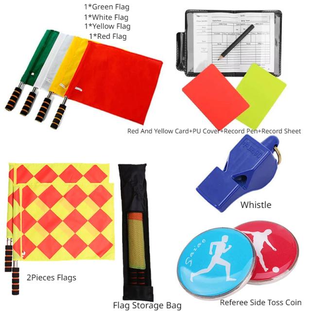 Kit Profissional de Futebol: Árbitro Completo com Bandeira, Moeda, Cartões e Apito para Treinamento e Jogo