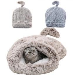 Animal de estimação de pelúcia saco de dormir quente caverna máquina lavável camas para animais de estimação hideout casa para pequeno médio cães gatos - Image 6
