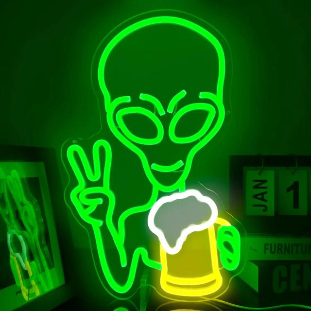 Iluminação LED Regulável em Néon Verde Alienígena para Quarto, Sala de Jogos e Bar