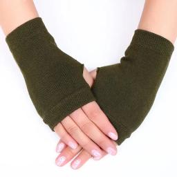 Luvas de meio dedo com buracos para polegar, mão, pulso, braço, mais quente, dedo exposto, luvas curtas de caxemira, tricô de crochê, luvas de lã falsa? ? - Image 5