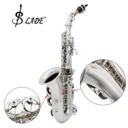 SLADE-Saxofone Soprano Profissional, B Saxofone Plano, Latão Sax prateado com Case, Cinta no pescoço, Peças Reeds, Instrumento de Sopros - Image 4