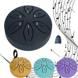 Aço Tongue Rain Drum Mini Hand Pan tambores com baquetas, percussão instrumentos musicais, acessórios de bateria, 3 ", 6-Tone - Image 3