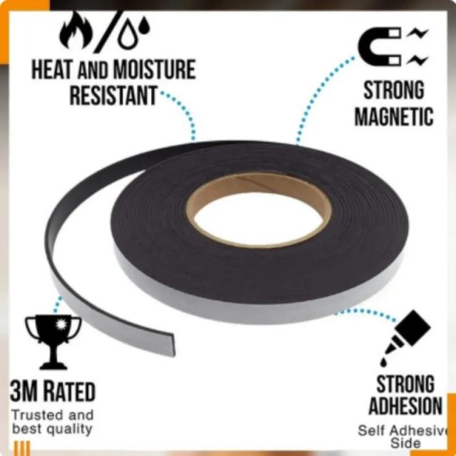 Fita Magnética Autoadesiva Flexível de 15mm x 2mm para Projetos DIY e Uso Geral - 1 Metro
