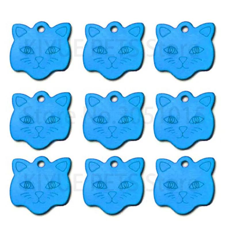 Placa de alumínio personalizada para animais de estimação, Cat Face ID Tag, gatinho Anti-Lost Collar, gravura, atacado, 100pcs - Image 1