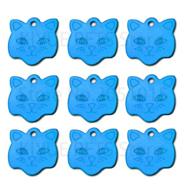 Placa de Alumínio Personalizada para Animais de Estimação com Design de Rosto de Gato - Tag Anti-Perda para Coleira - Pacote com 100 Peças