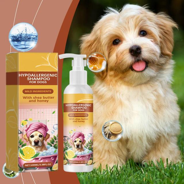 Champô hipoalergénico suave para todos os tipos de cães, sem sulfatos e não irritante