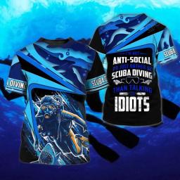 Camiseta gráfica masculina e feminina de mergulho autônomo, camisetas unisex, roupas de surf, amor, caveira, amor, surf, férias no Havaí - Image 1