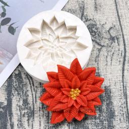 Silicone Sugarcraft Mold of Christmas Flower, Ferramentas De Resina, Cupcake Baking Mould, Fondant Bolo, Ferramentas De Decoração, Poinsétia - Image 6