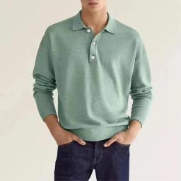 Camisa polo masculina de manga curta com decote em v, blusa casual, luxo independente, item quente, primavera e outono, 2024 - Image 2