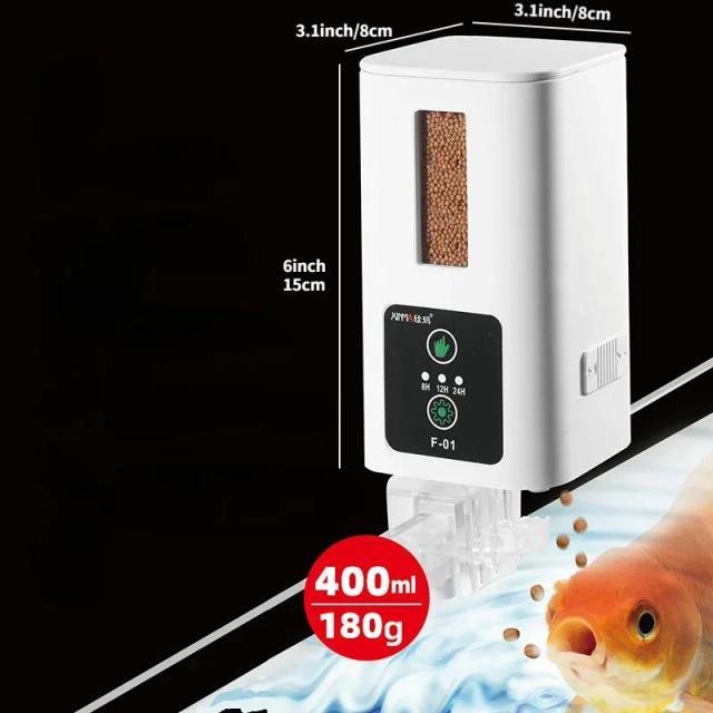 Alimentador Automático de 400ml com Temporizador Inteligente para Peixes Grandes e Tartarugas em Aquários