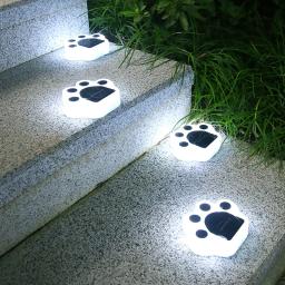 Diodo emissor de luz solar jardim ao ar livre à prova dwaterproof água decoração do jardim cão gato animal pata imprimir luzes caminho gramado lâmpada caminhos da corda luz - Image 3