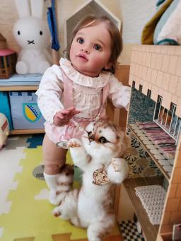 Npk 66cm pippa já pintado boneca terminada reborn criança enorme tamanho do bebê popular realista toque macio 3d pele arte boneca - Image 3