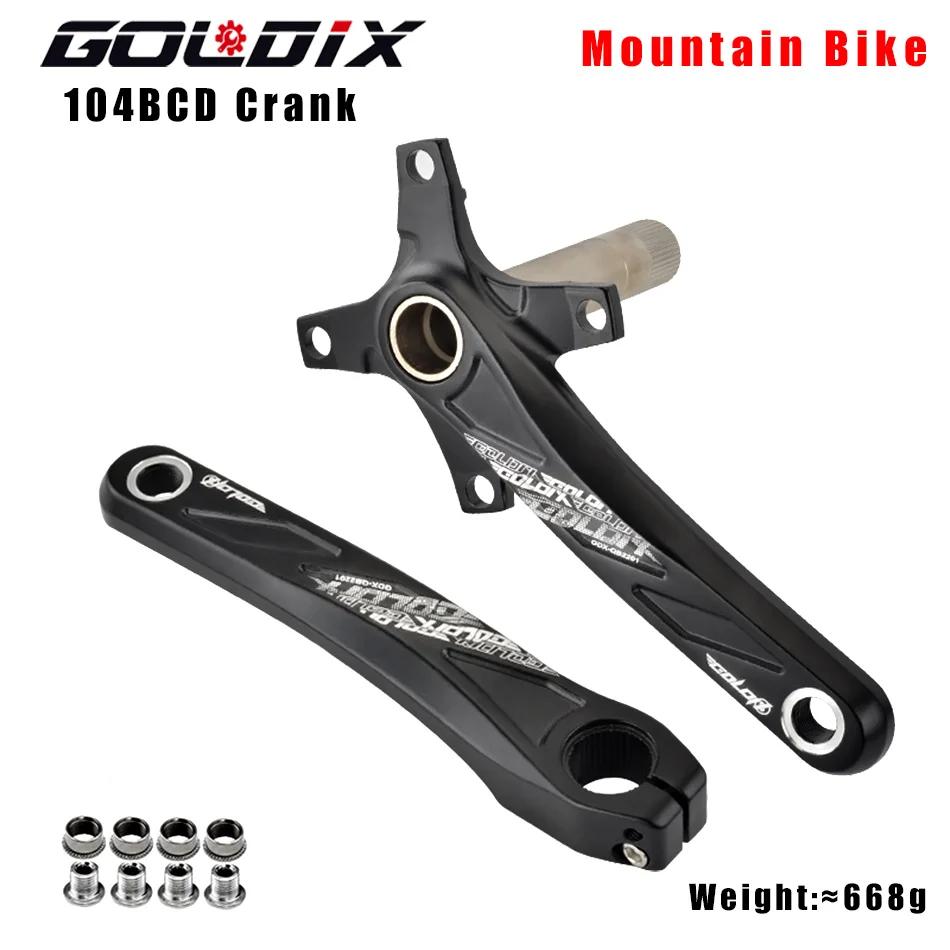 Goldix manivela de bicicleta 104bcd mtb, manivela de liga de alumínio com fundo 170mm, placa preta 32t 34t 36t 38t - Image 1